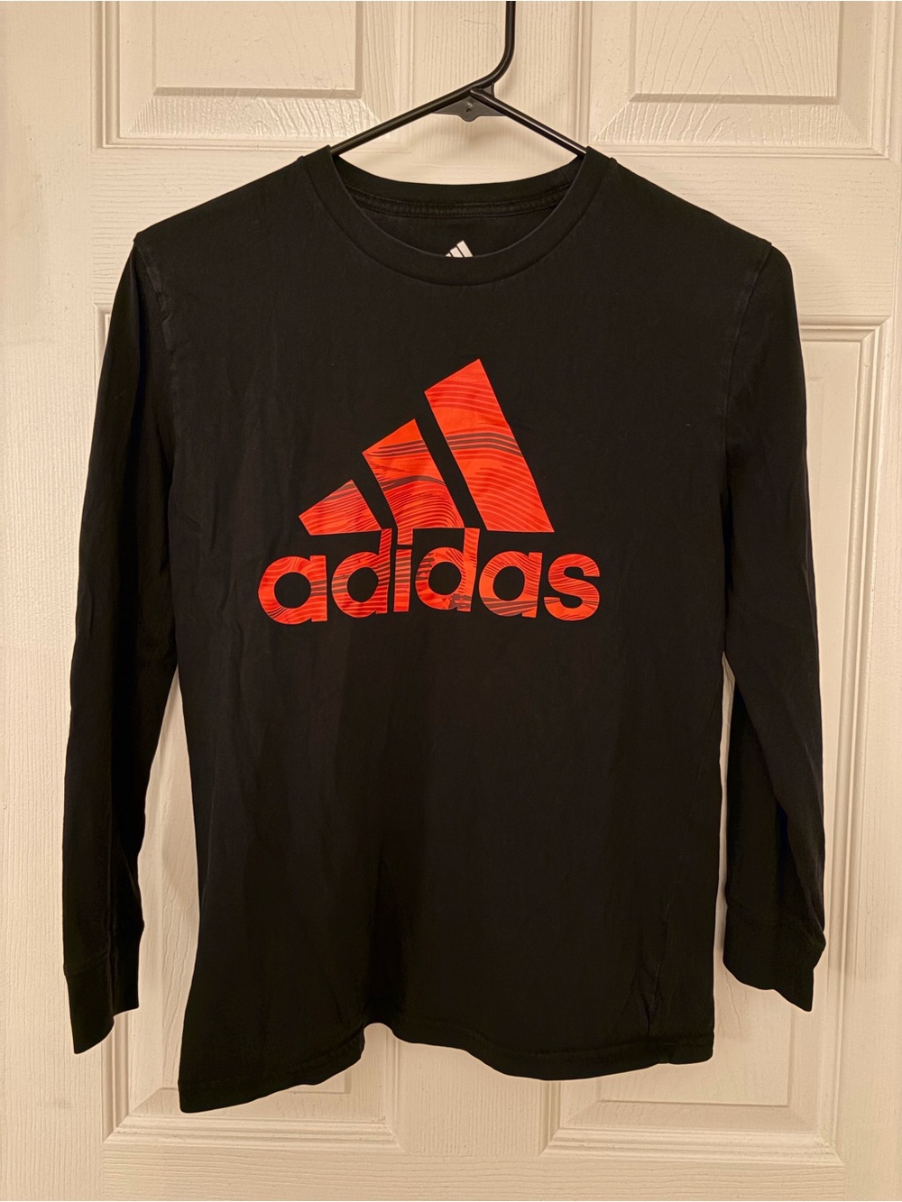 adidas Black Long Sleeve Tee with Red Graphic Logo